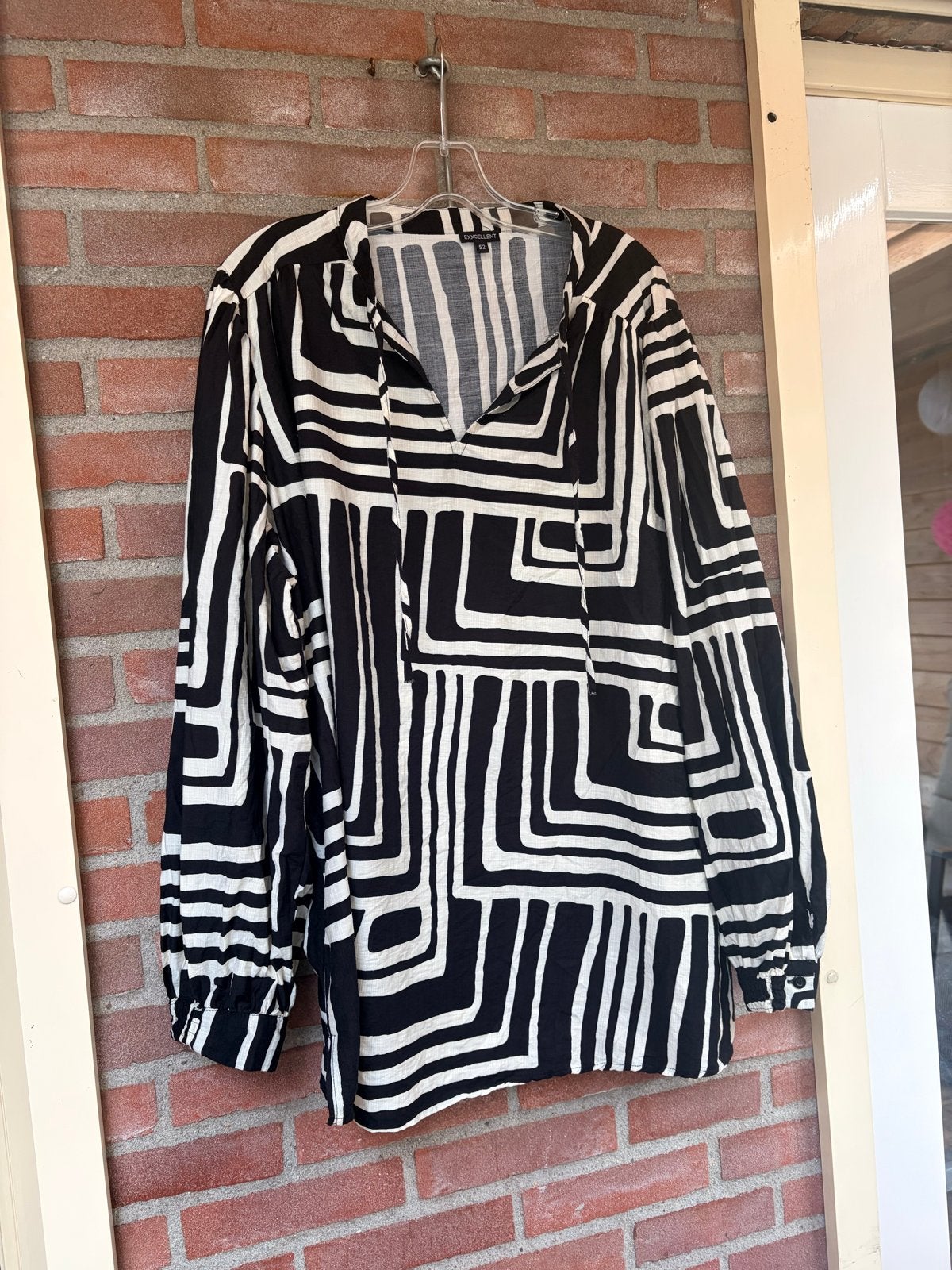 EXXCELLENT Zwart-witte blouse met grafische print, Ophalen of Verzenden, Zo goed als nieuw, Maat 46/48 (XL) of groter, Zwart