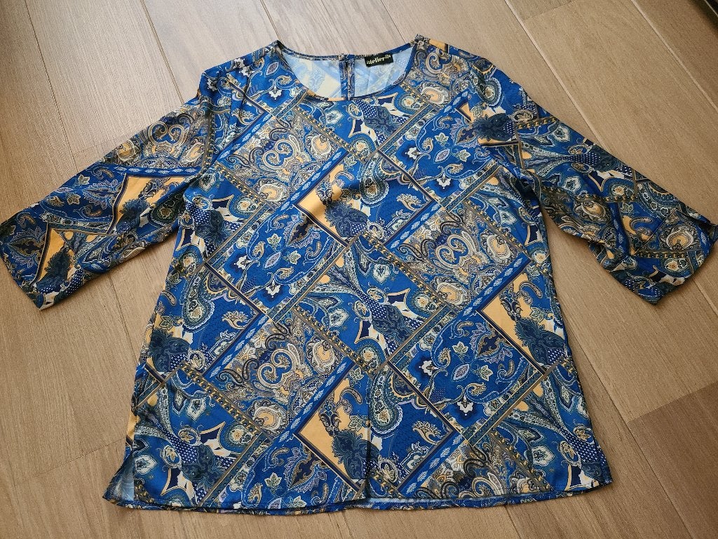 Blauw/goudkleurige top, Atelier, maat L, Atelier, Meerkleurig, Maat 42/44 (L), Nieuw