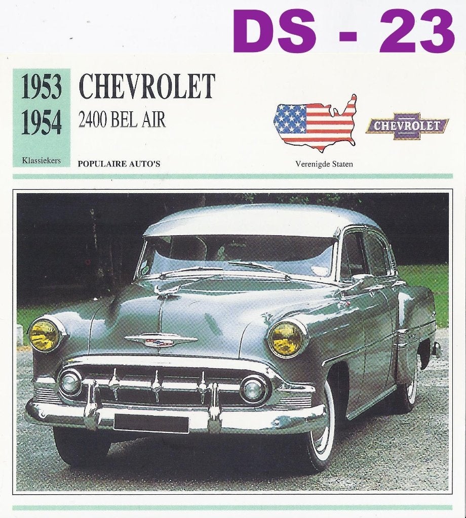 Ds23 autokaart chevrolet 2400 bel air ( 1953 - 1954 ), Ophalen of Verzenden, Zo goed als nieuw, Auto's