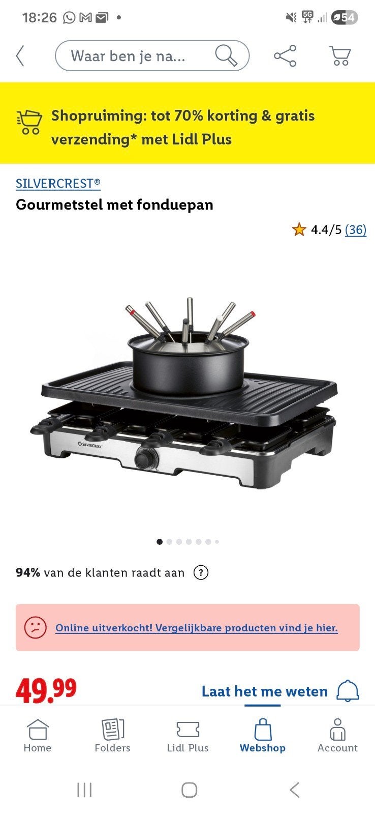 Silvercrest Gourmetstel met fonduepan, Witgoed en Apparatuur, Gourmetstellen, Ophalen of Verzenden, 4 t/m 7 personen