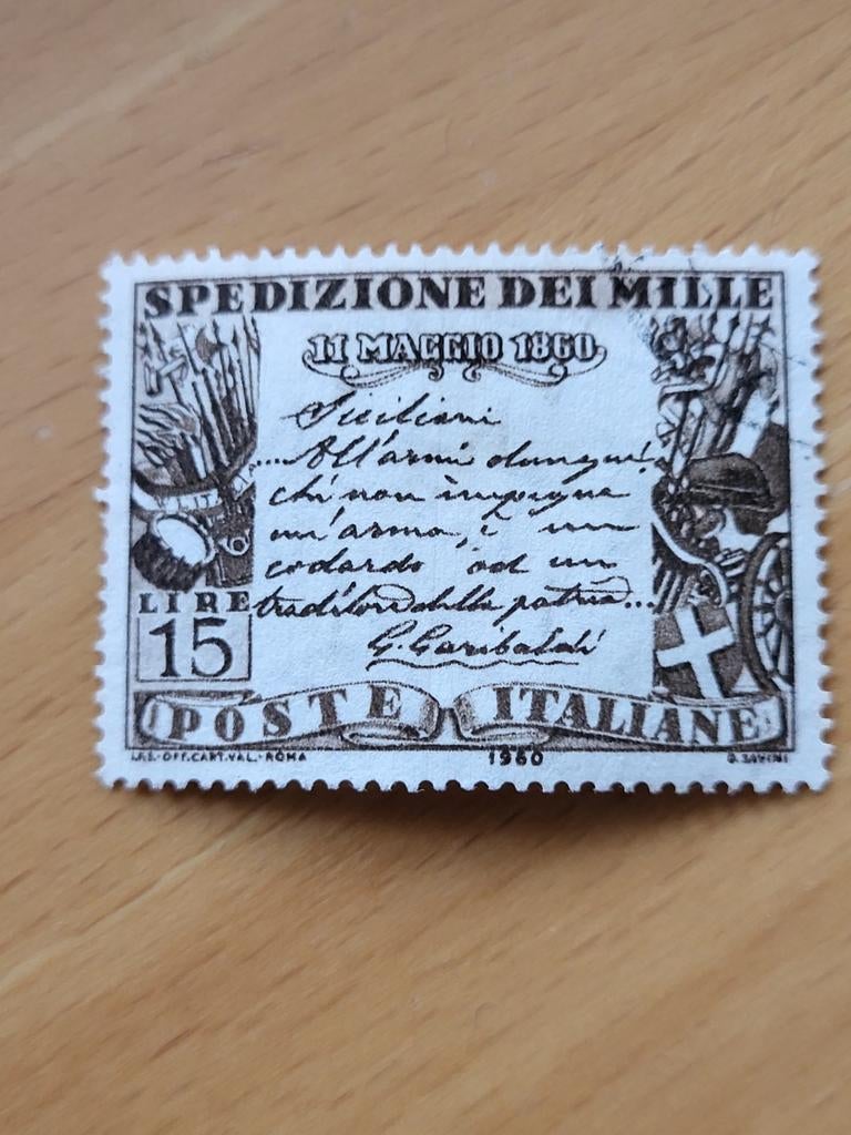 Italiaanse postzegel 1960 - Expeditie van de Duizend, Ophalen of Verzenden, Gestempeld