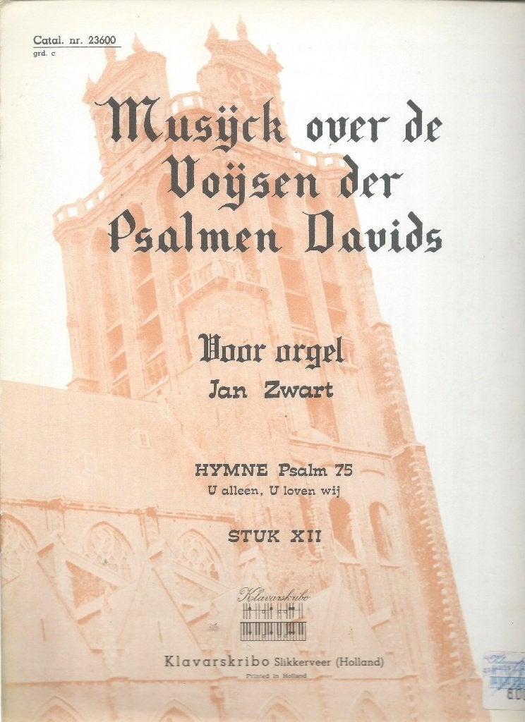 Musijck over de Voijsen der Psalmen Davids XII (klavar), Muziek en Instrumenten, Bladmuziek, Orgel, Gebruikt, Ophalen of Verzenden