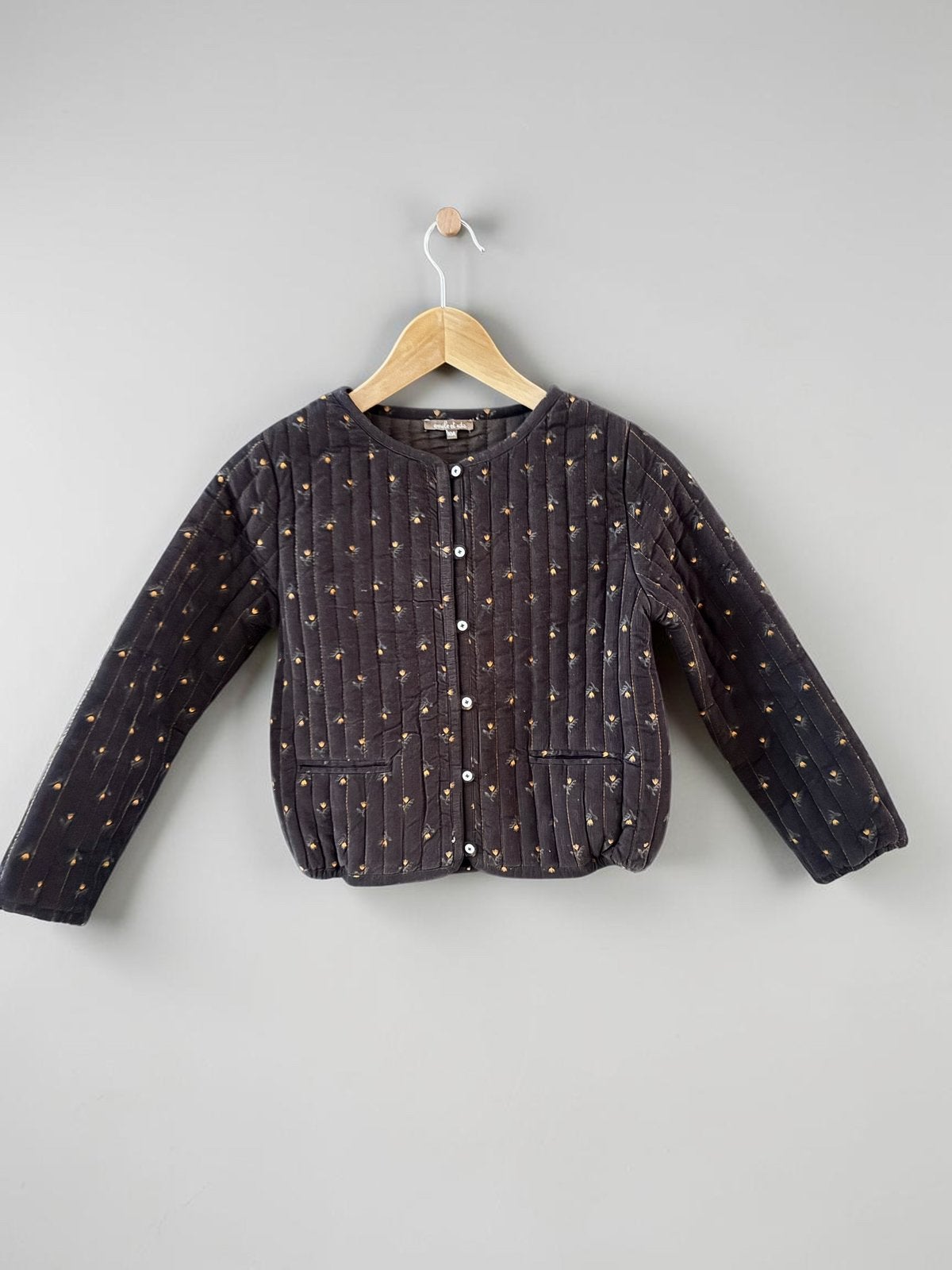 Emile et Ida gewatteerd jasje zwart bruin bloemen 140 10jr, Kinderen en Baby's, Kinderkleding | Maat 140, Ophalen of Verzenden