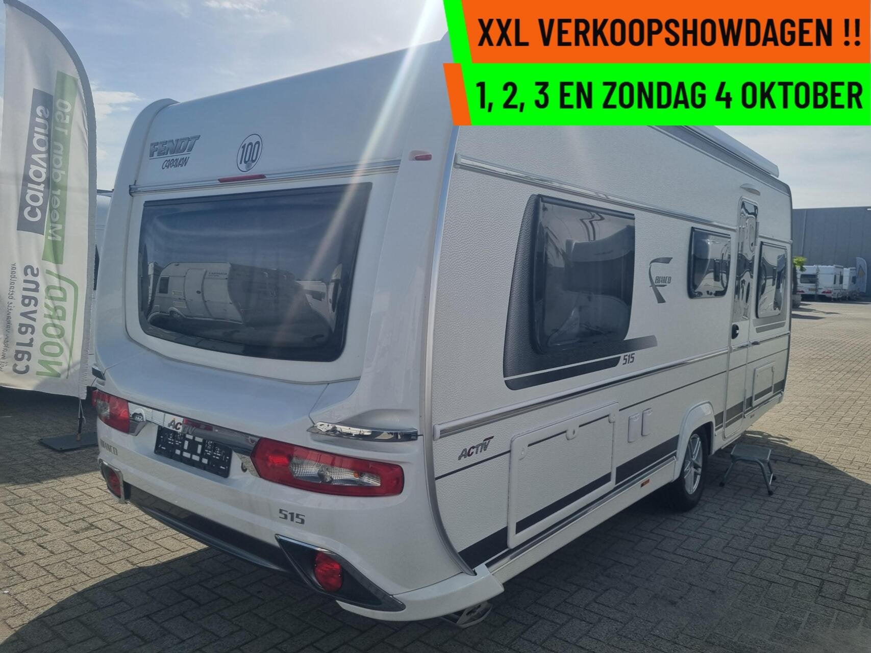 Fendt Bianco - XXL VERKOOPSHOW 1,2,3 & 4 OKT. 10-17 UUR, Caravans en Kamperen, 7 tot 8 meter, Bedrijf, Fendt, Hordeur