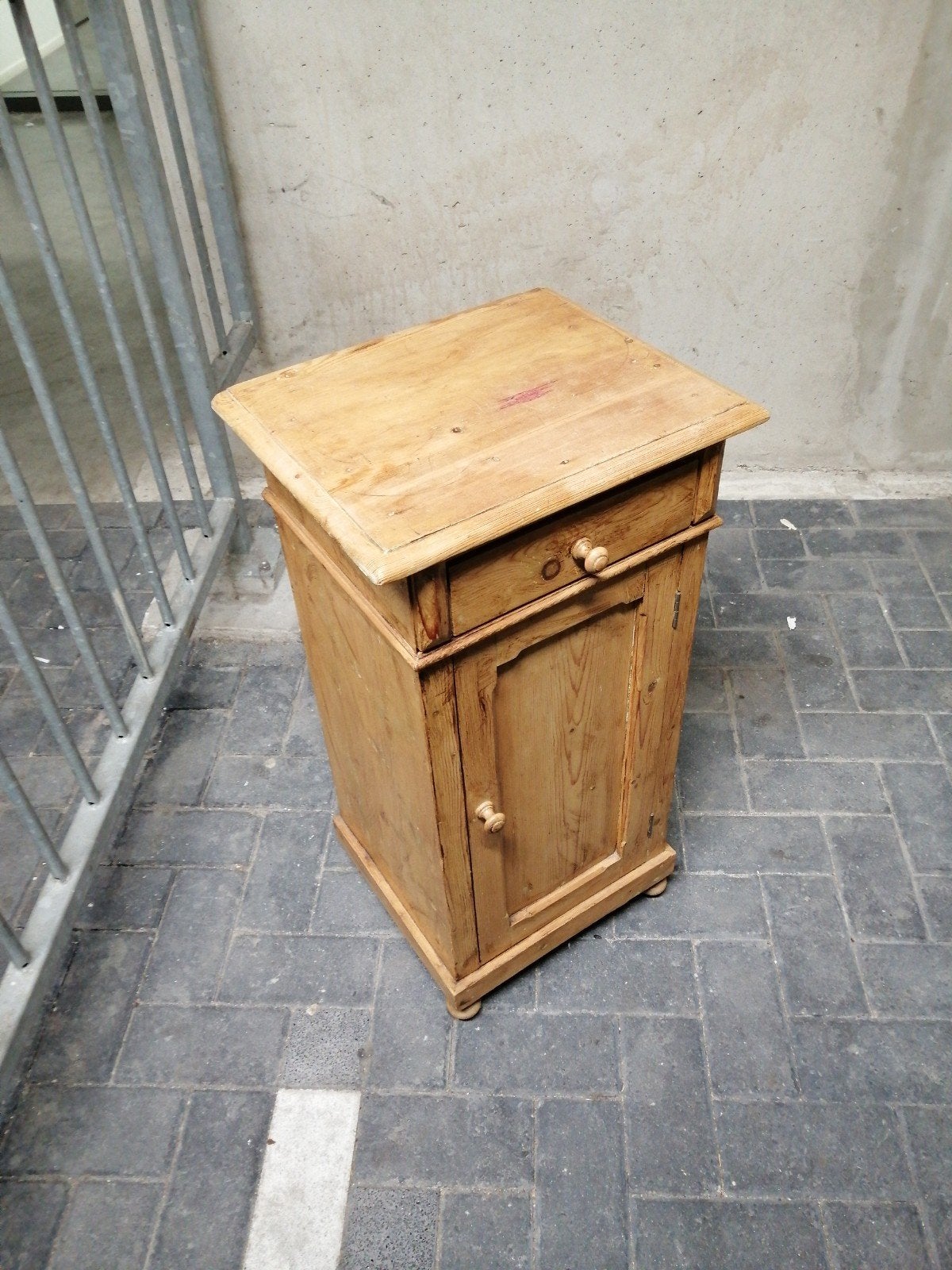 Vintage houten nachtkastje met lade en kastje, Antiek en Kunst, Ophalen of Verzenden