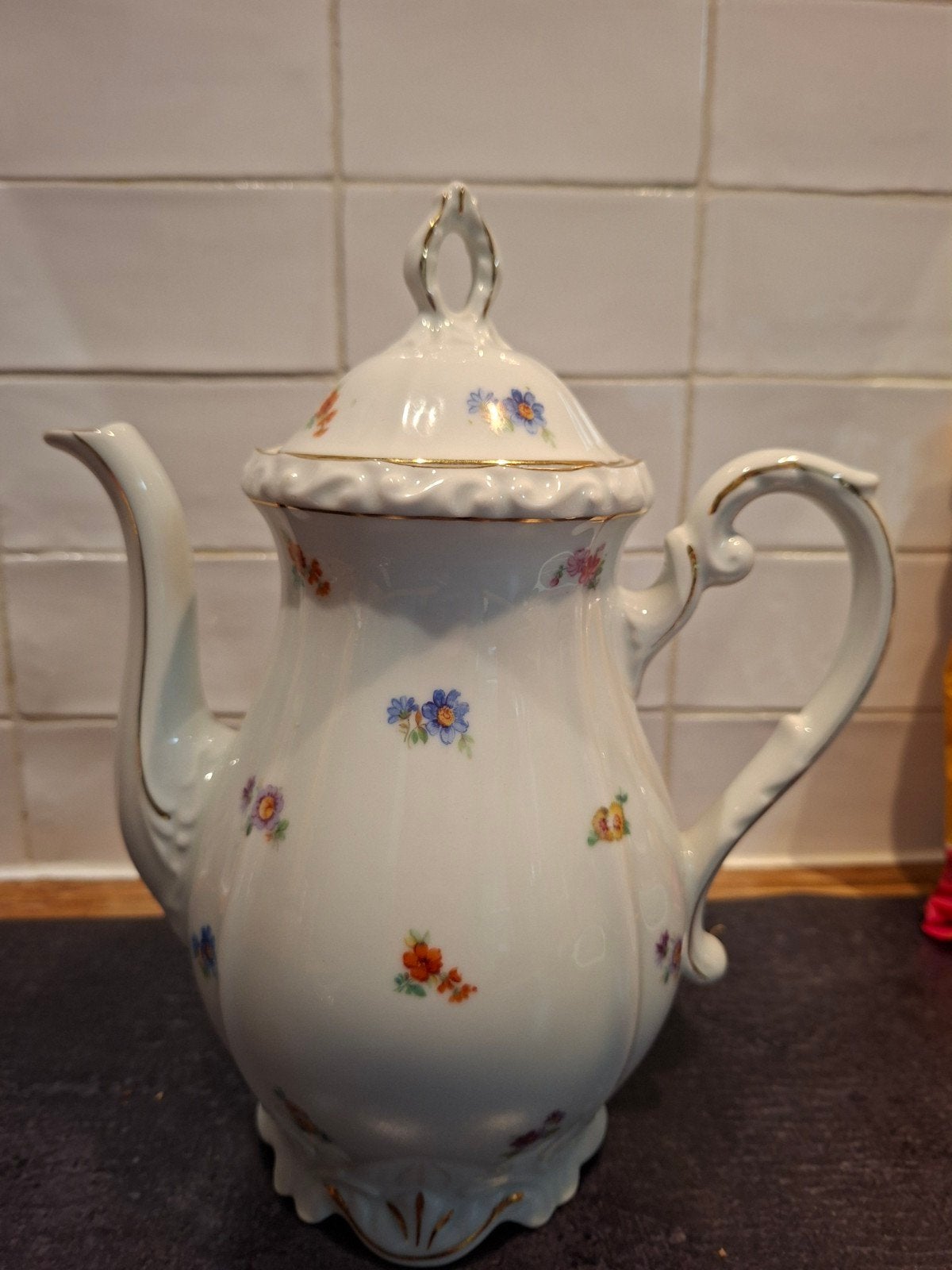 Antieke Bavaria koffiepot met bloemmotief, Ophalen of Verzenden