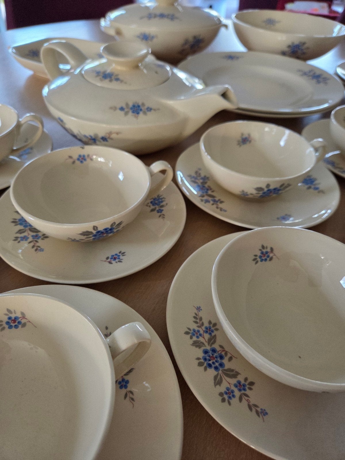 Art deco servies Vergeet me nietje Royal Sphinx Petrus Regou, Ophalen