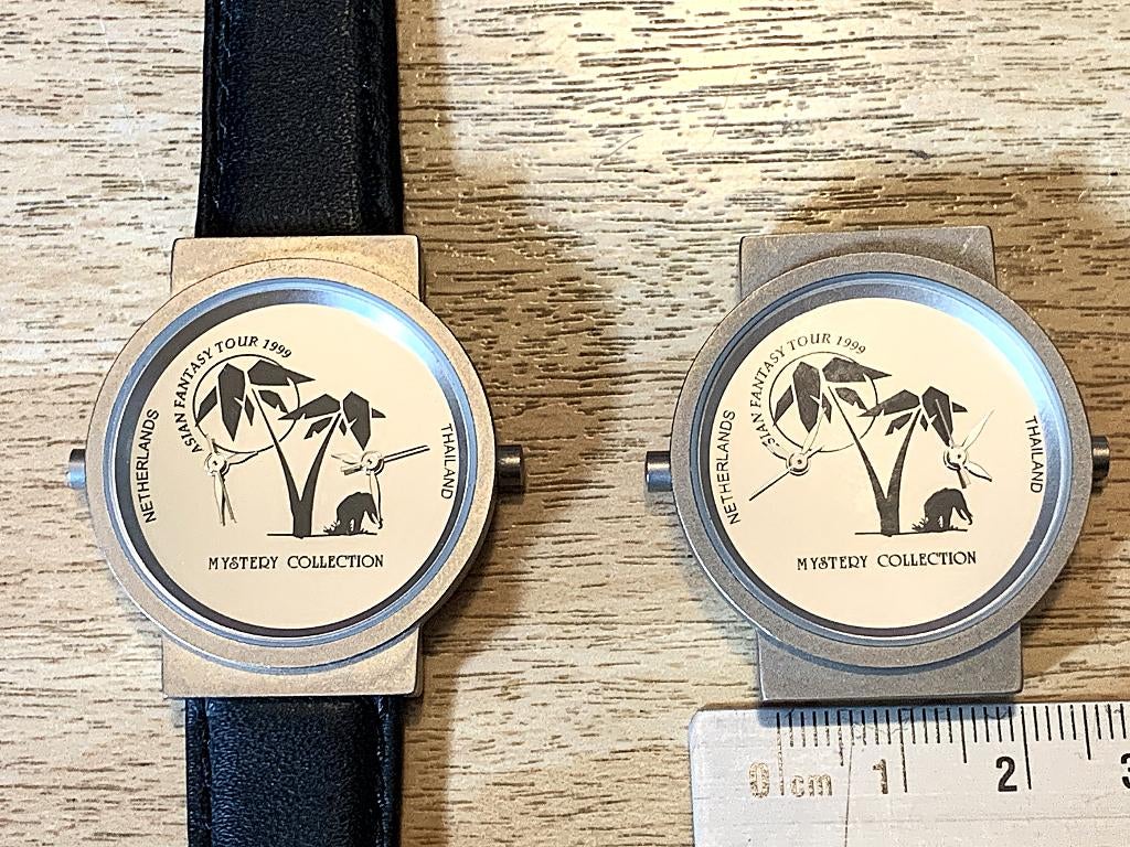 2 Pols Horloge met 2 tijdzones, Gebruikt, Staal, Polshorloge, Kunststof