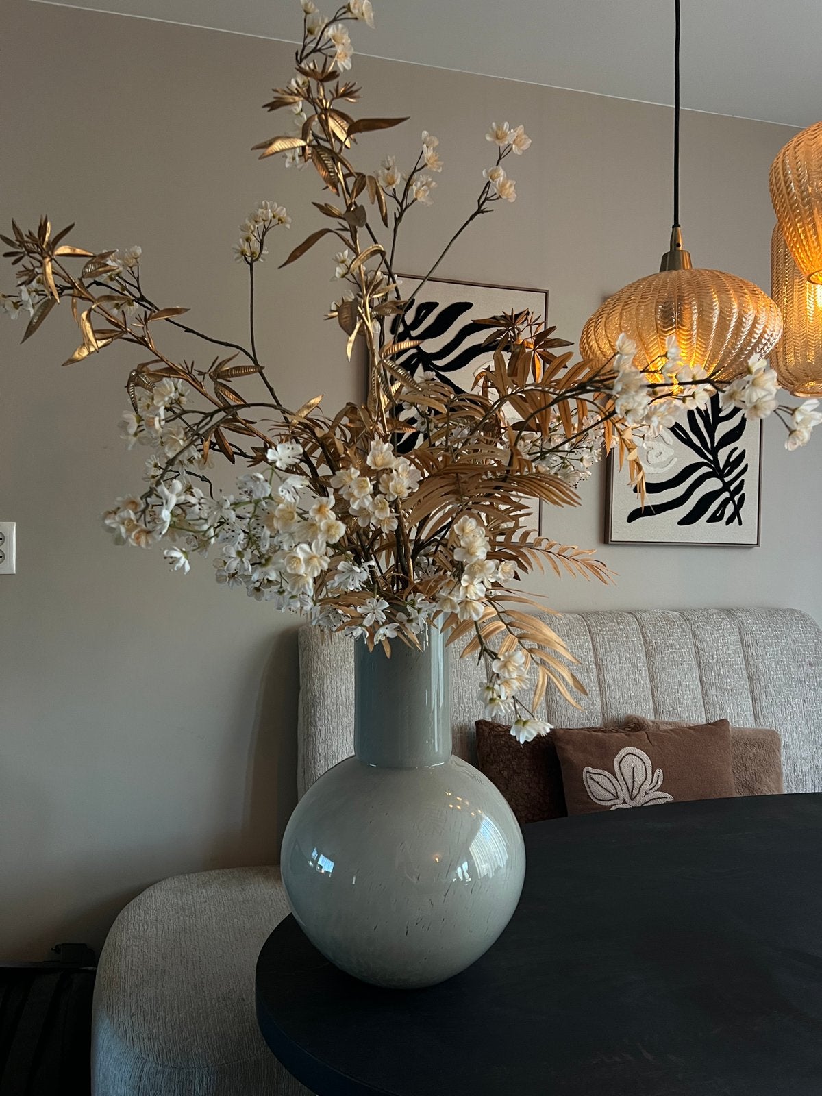 DutZ Collection Glazen Vaas met kunstbloemen, Huis en Inrichting, Ophalen, Glas, Zo goed als nieuw, Geschikt voor droogbloemen