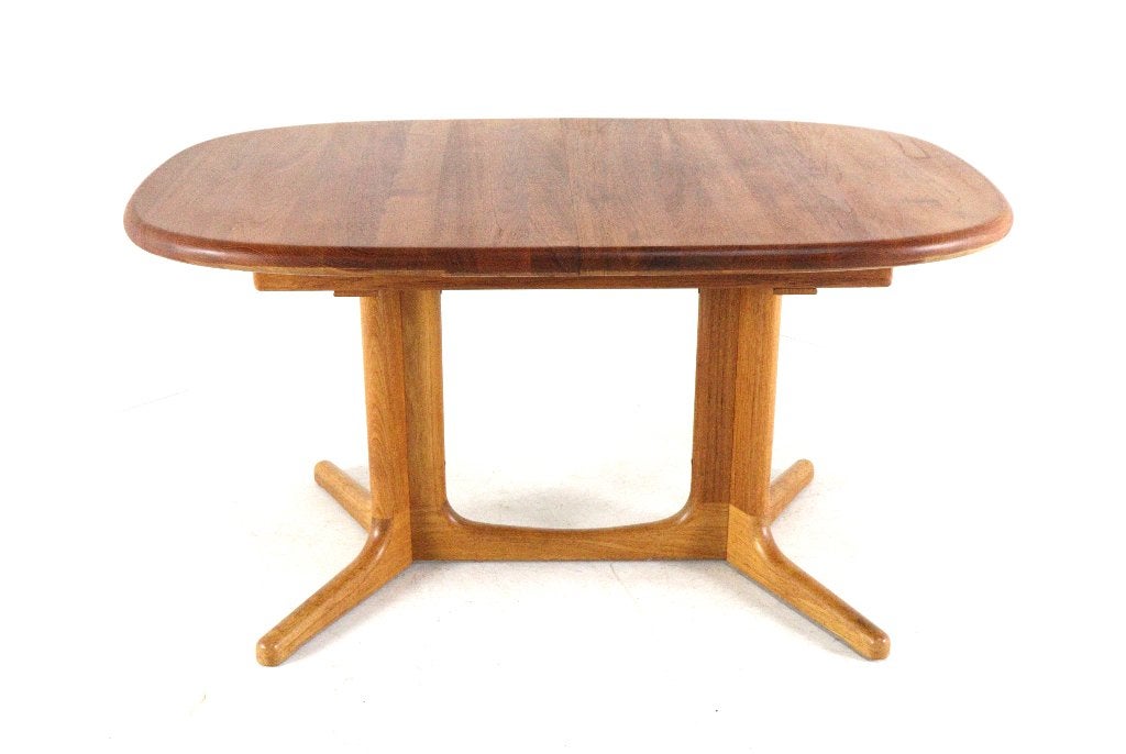 Vintage ovalen verlengbare eettafel teak Deens massief, 100 tot 150 cm, -, Teakhout, 200 cm of meer