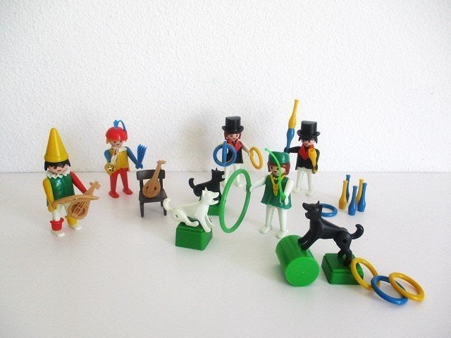 playmobil circus artiesten jongleurs clowns 3513 vintage, Ophalen of Verzenden, Gebruikt, Complete set, Figuren