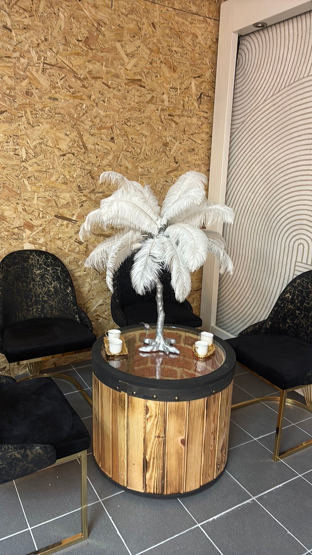 Luxe tafellamp met struisvogelveren – wit – design, Ophalen, Nieuw, Wit, Sfeerlamp