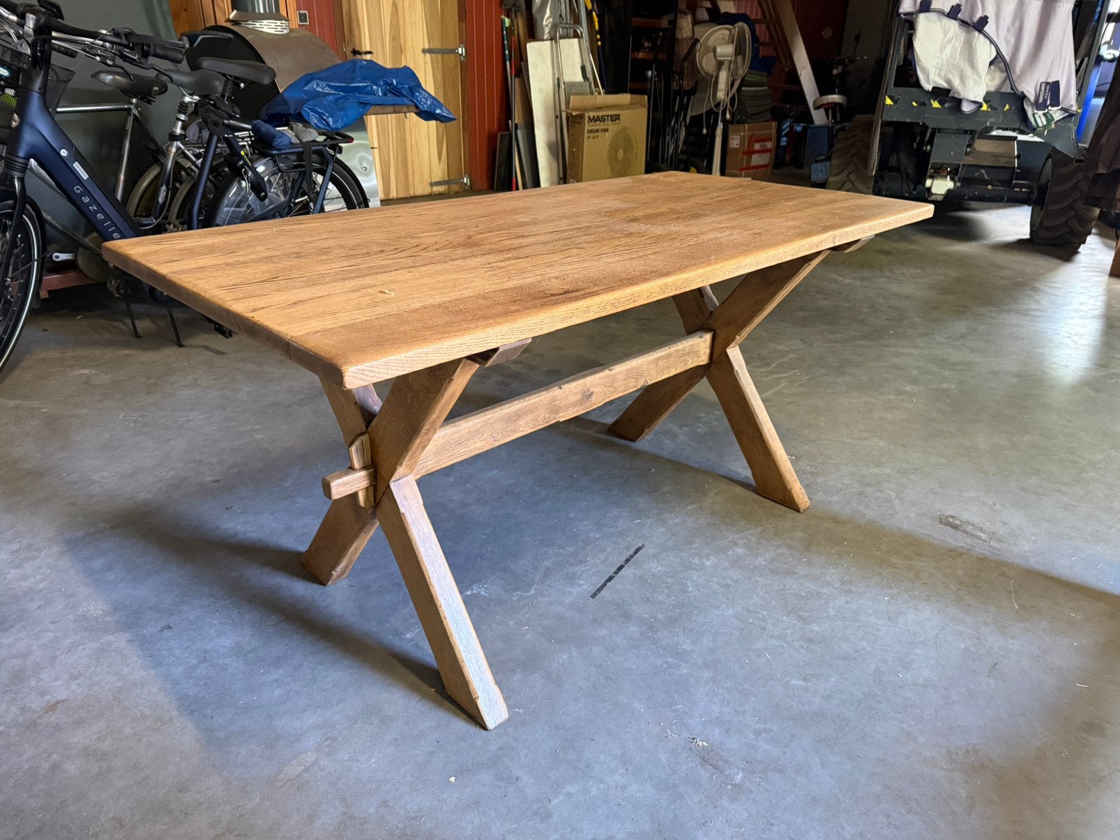 Eiken vintage eettafel / kloostertafel, Ophalen, Gebruikt, Eikenhout, 50 tot 100 cm