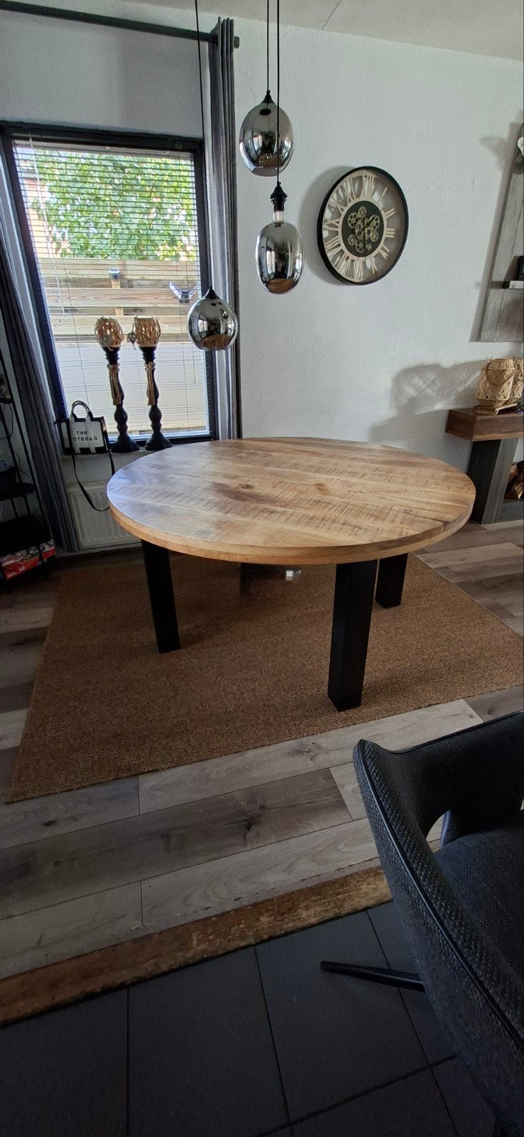 Ronde Mango Houten Tafel, Ophalen, Rond, Zo goed als nieuw, Mango hout