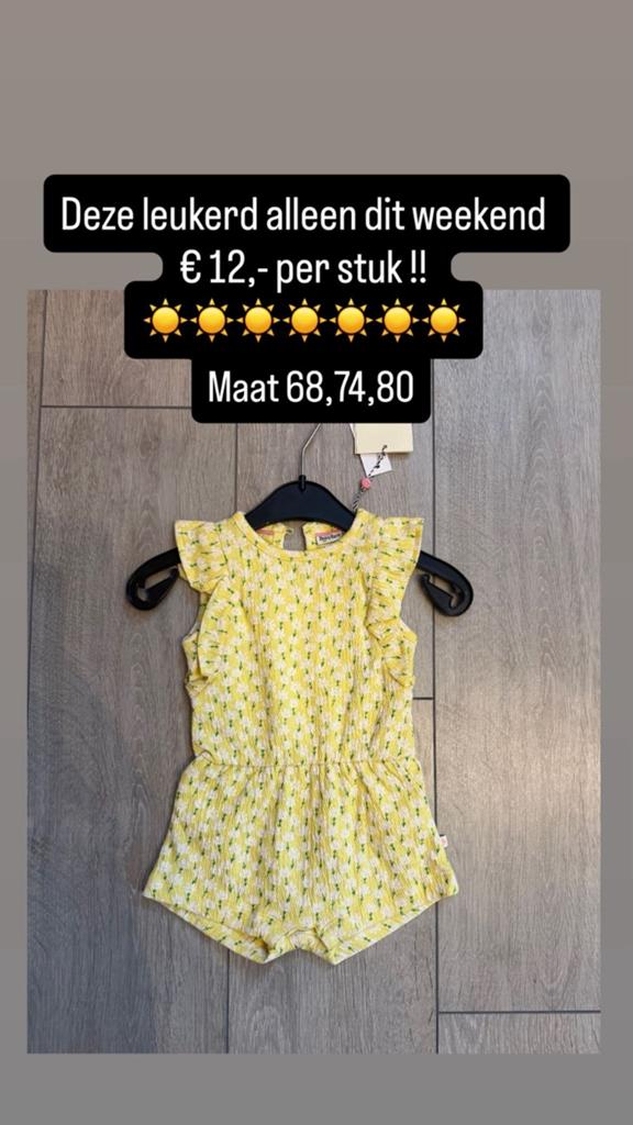 Zomers geel rompertje met ruches - Maat 68, 74, 80, Kinderen en Baby's, Babykleding | Maat 74, Meisje, Nieuw, Ophalen of Verzenden