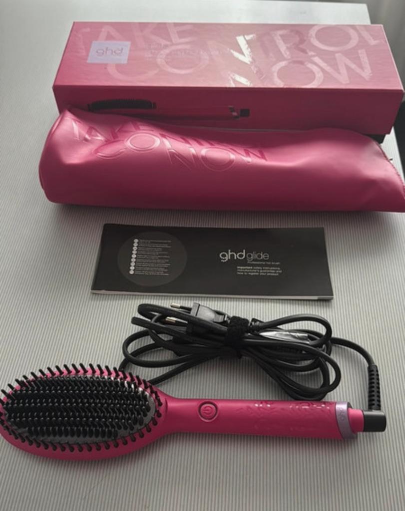 GHD Glide Smoothing Hot Brush - Roze Editie, Ophalen of Verzenden, Zo goed als nieuw, Haarverzorging