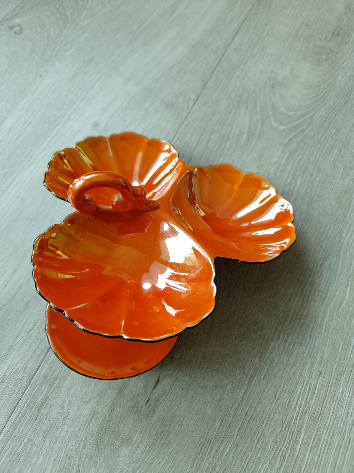 Unieke Vintage Parelmoer Gebakset / Petit-Four Set – Complee, Ophalen, Zo goed als nieuw, Porselein, Bord of Schaal