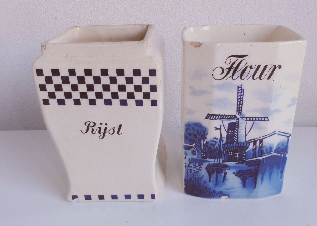 Voorraadpotten rijst, meel, antiek Petrus Regout, Antiek en Kunst, Ophalen of Verzenden