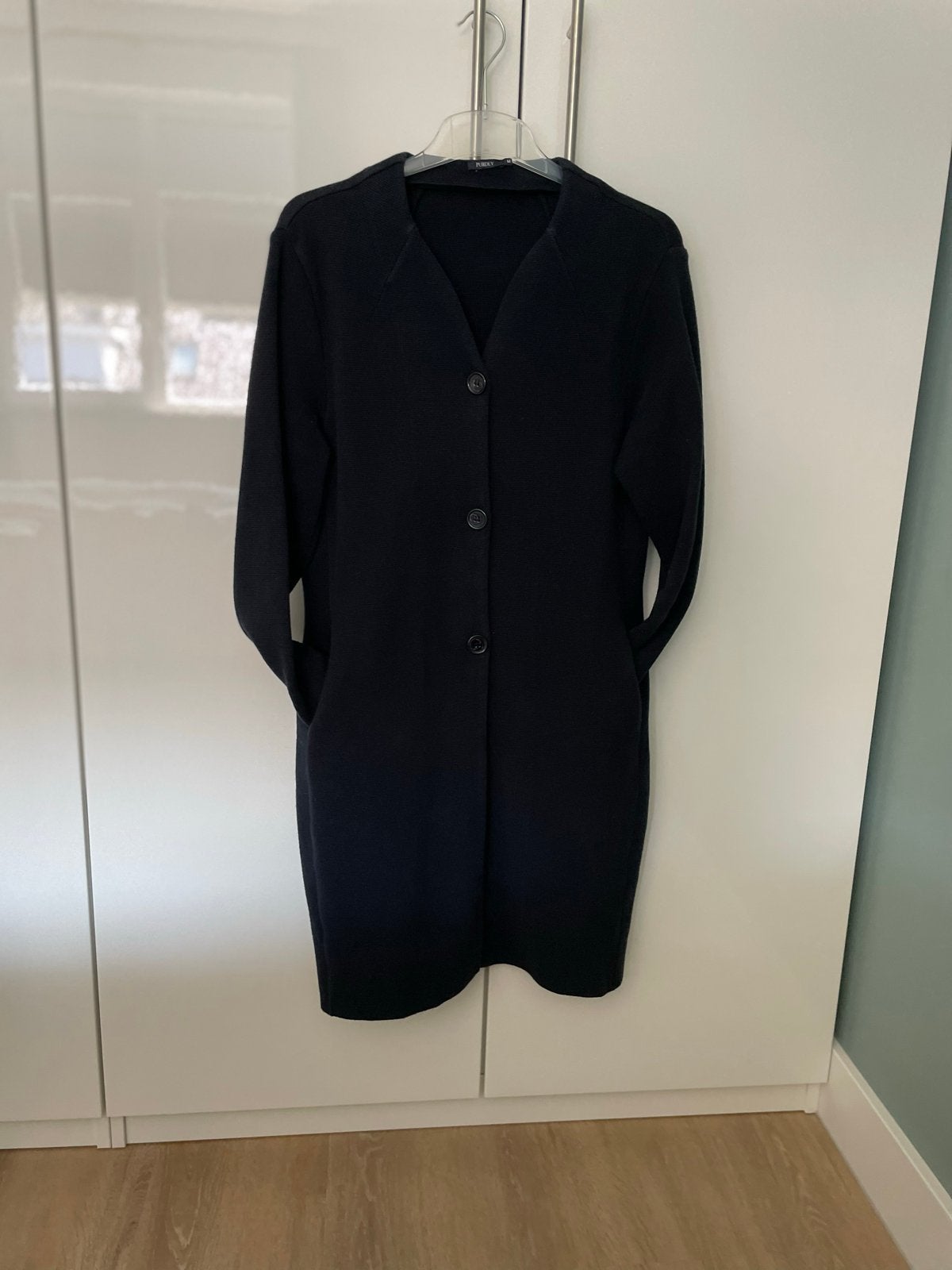 Purdey donkerblauwe gebreide lange cardigan maat M, Kleding | Dames, Ophalen of Verzenden, Zo goed als nieuw, Maat 38/40 (M), Blauw