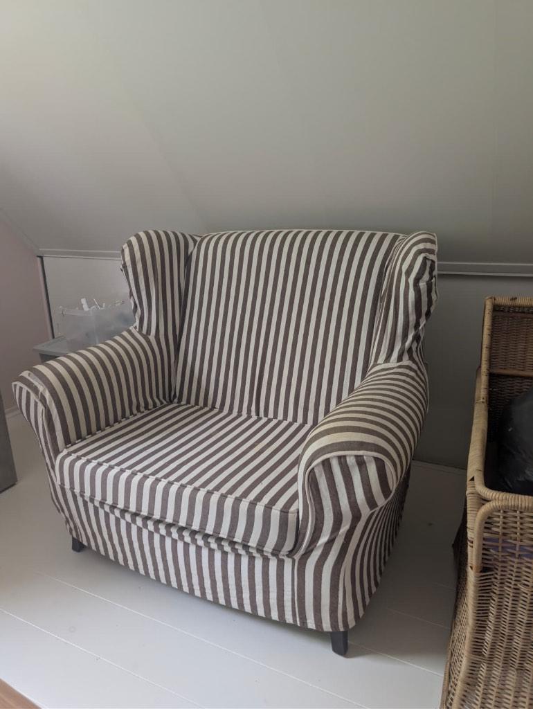 stoel loveseat 2 persoons gestreept bruin wit, Ophalen, Gebruikt, Wit, Eén