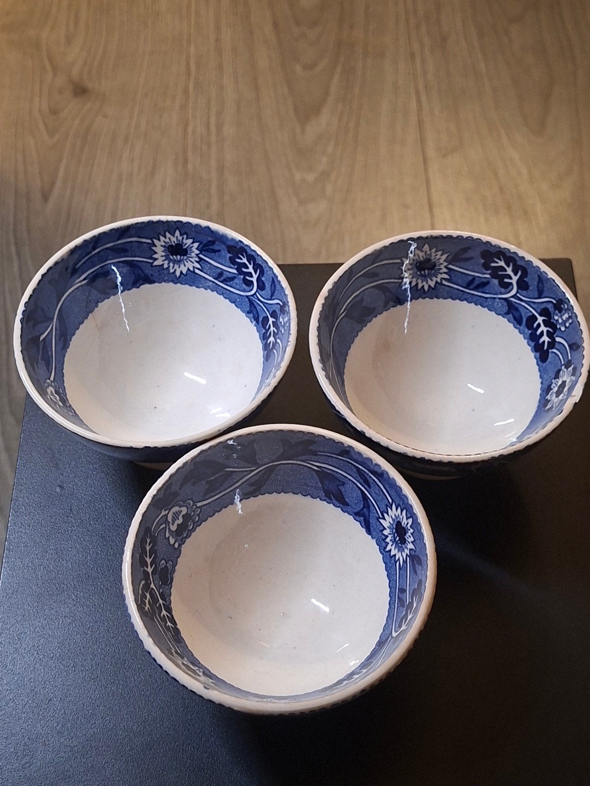 3 antieke blauw-witte Maastrichtse schaaltjes, Ophalen of Verzenden