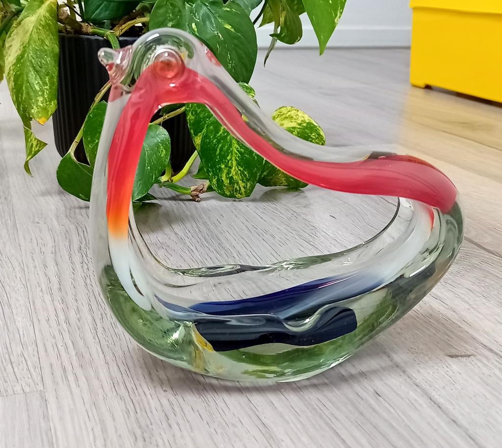 vogel vormige gekleurde artistieke glazen asbak, Antiek en Kunst, Antiek | Glas en Kristal, Ophalen of Verzenden