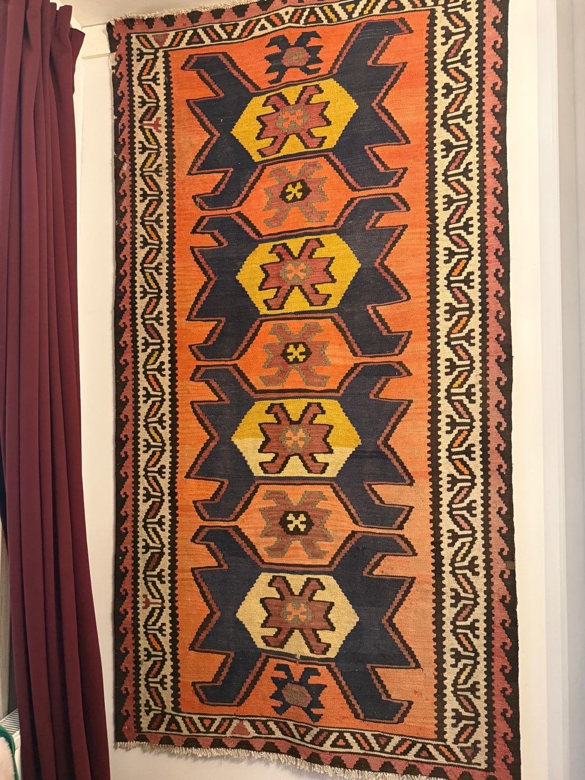 Prachtige handgeweven Kelim wandkleed - 275x147 cm, Huis en Inrichting, Stoffering | Tapijten en Kleden, Gebruikt, 100 tot 150 cm
