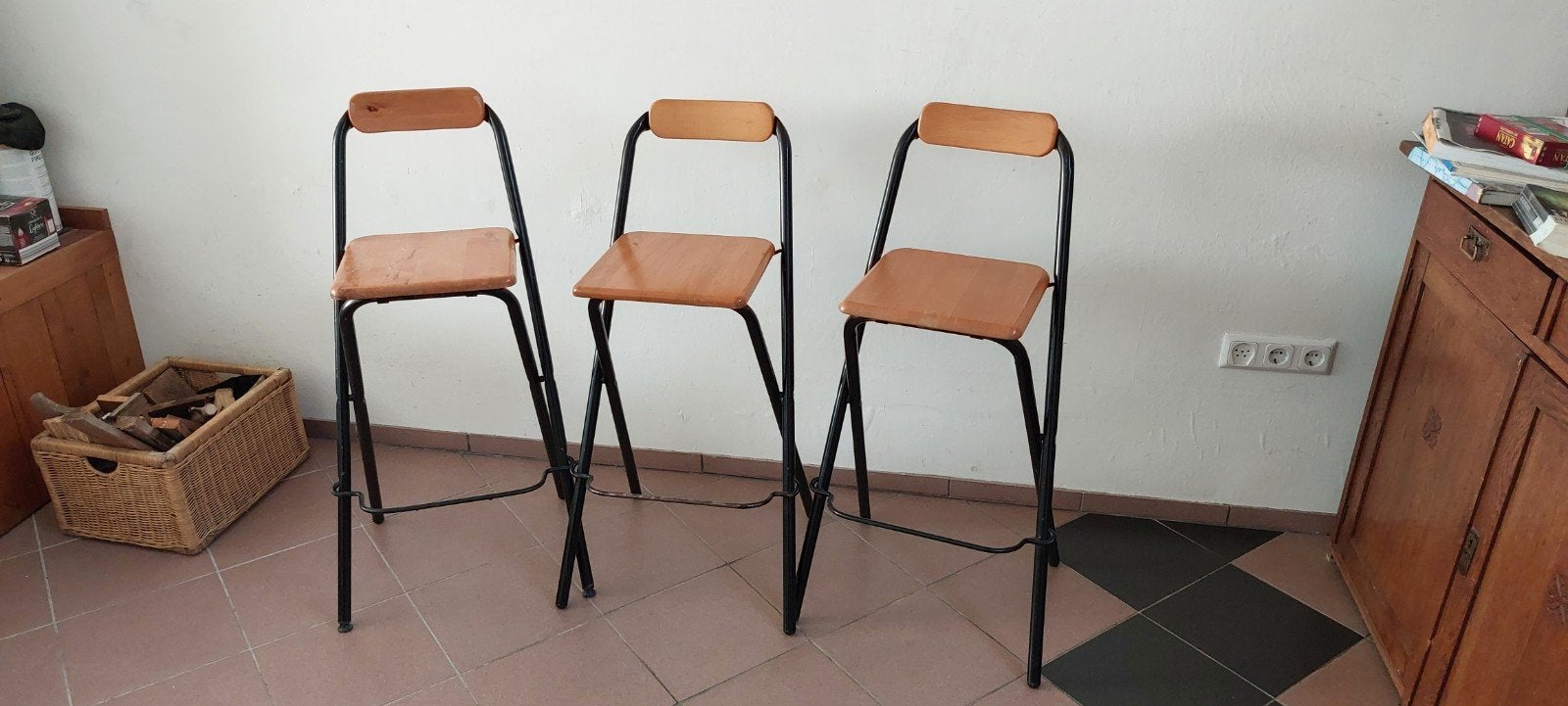 3 inklapbare barkrukken van Ikea, Huis en Inrichting, Ophalen, Gebruikt, 60 tot 90 cm, 3 krukken