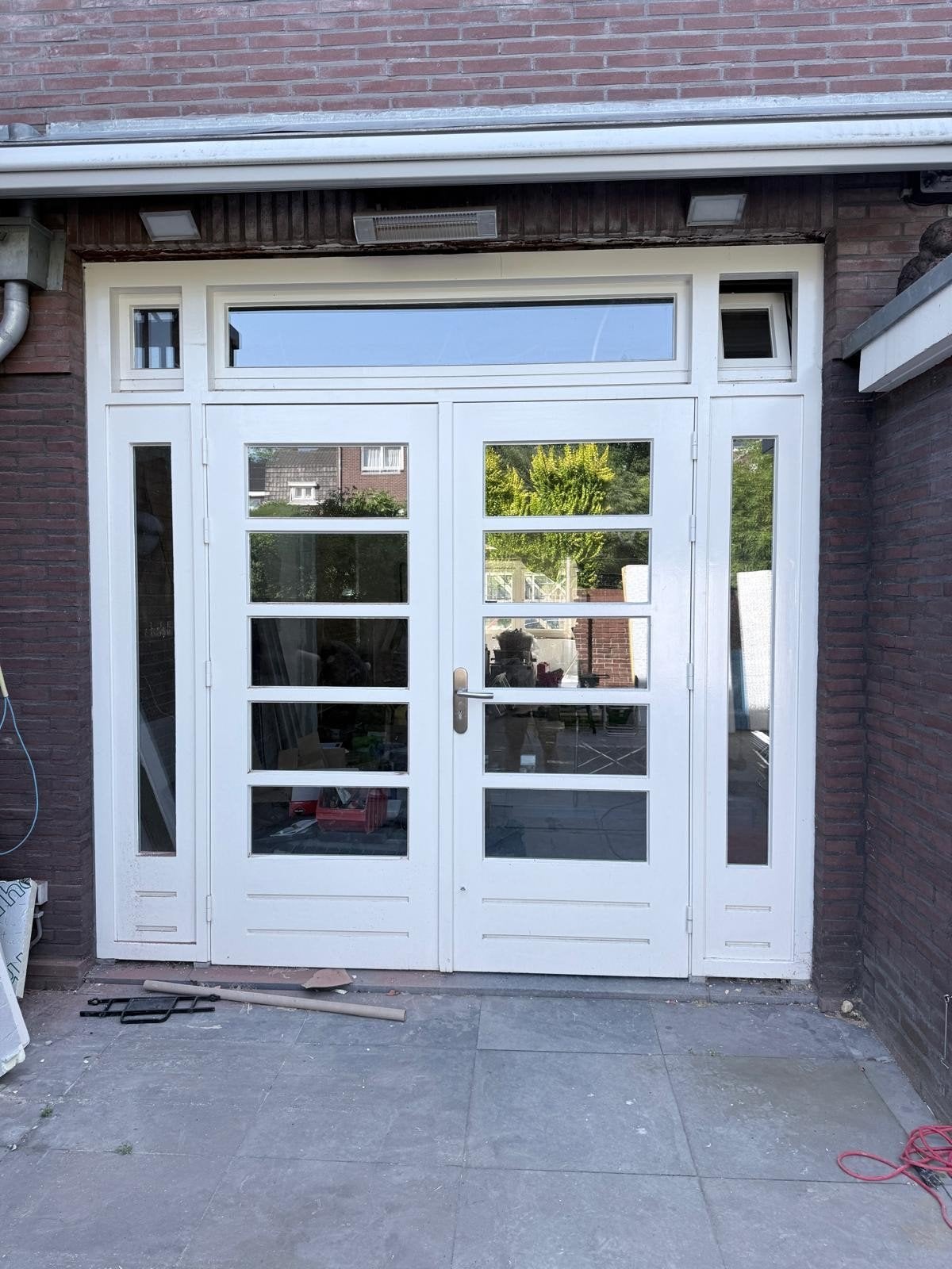 Houten deuren met glas en kozijn, Ophalen, Gebruikt, Buitendeur, Glas