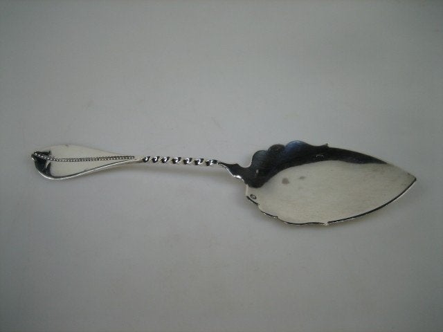 Antieke zilveren gebaksschep met getorste steel ca.1854/1896, Antiek en Kunst, Verzenden