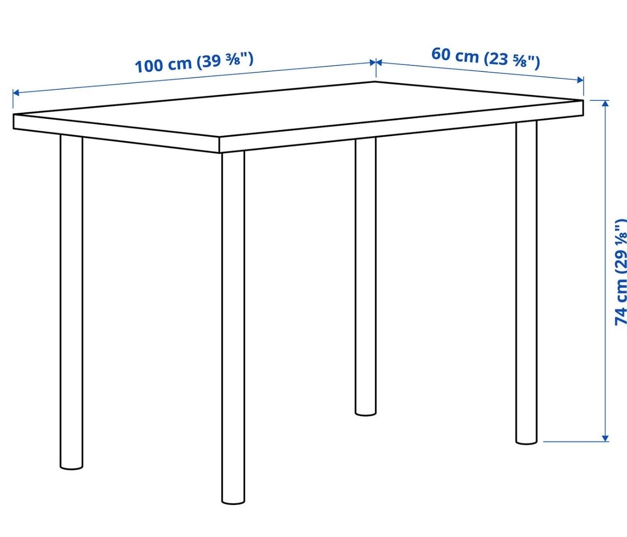 IKEA LINNMON / ADILS Tafel, wit, 100x60 cm met tafelkleed, Ophalen, Kunststof, Gebruikt, 100 tot 150 cm