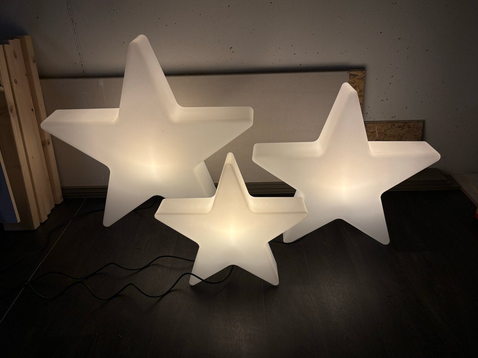 Set van 3 LED Ster Lampen - Wit, IP44, Huis en Inrichting, Lampen | Overige, Ophalen, Wit, Overige merken, Kunststof