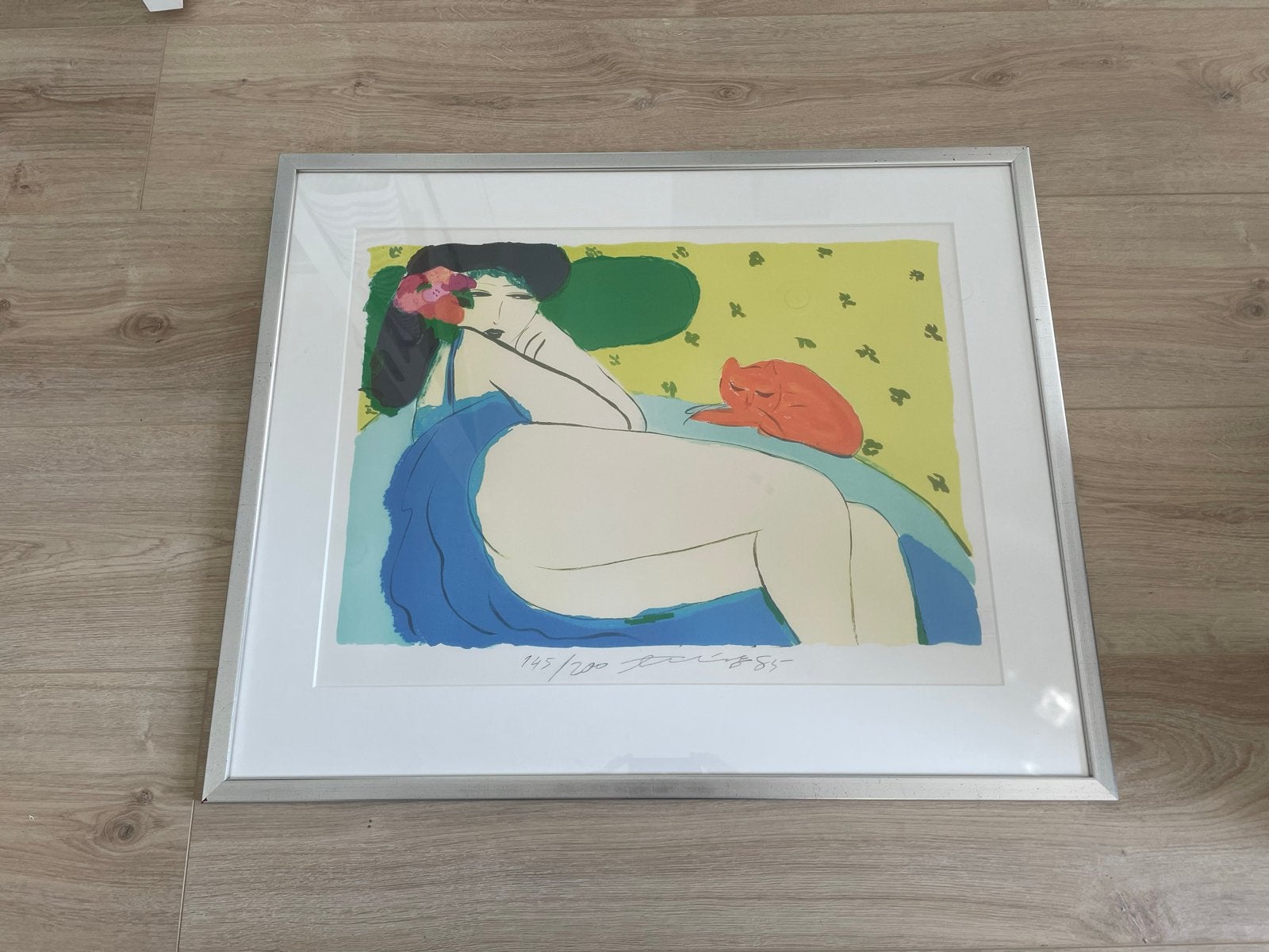 Walasse Ting, Vrouw met oranje kat, 1920, Litografie, Antiek en Kunst, Ophalen, Print, Lithografie, Genummerd