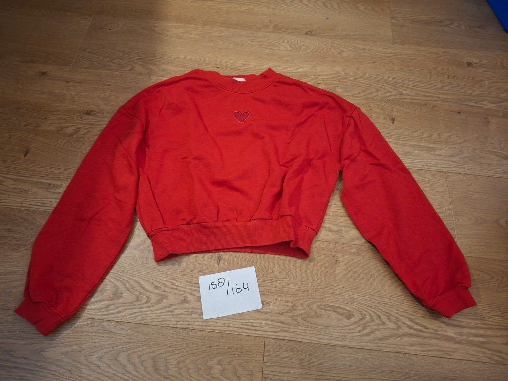 Rode trui met hart - maat 158 / 164, Ophalen of Verzenden, Gebruikt, Meisje, Trui of Vest