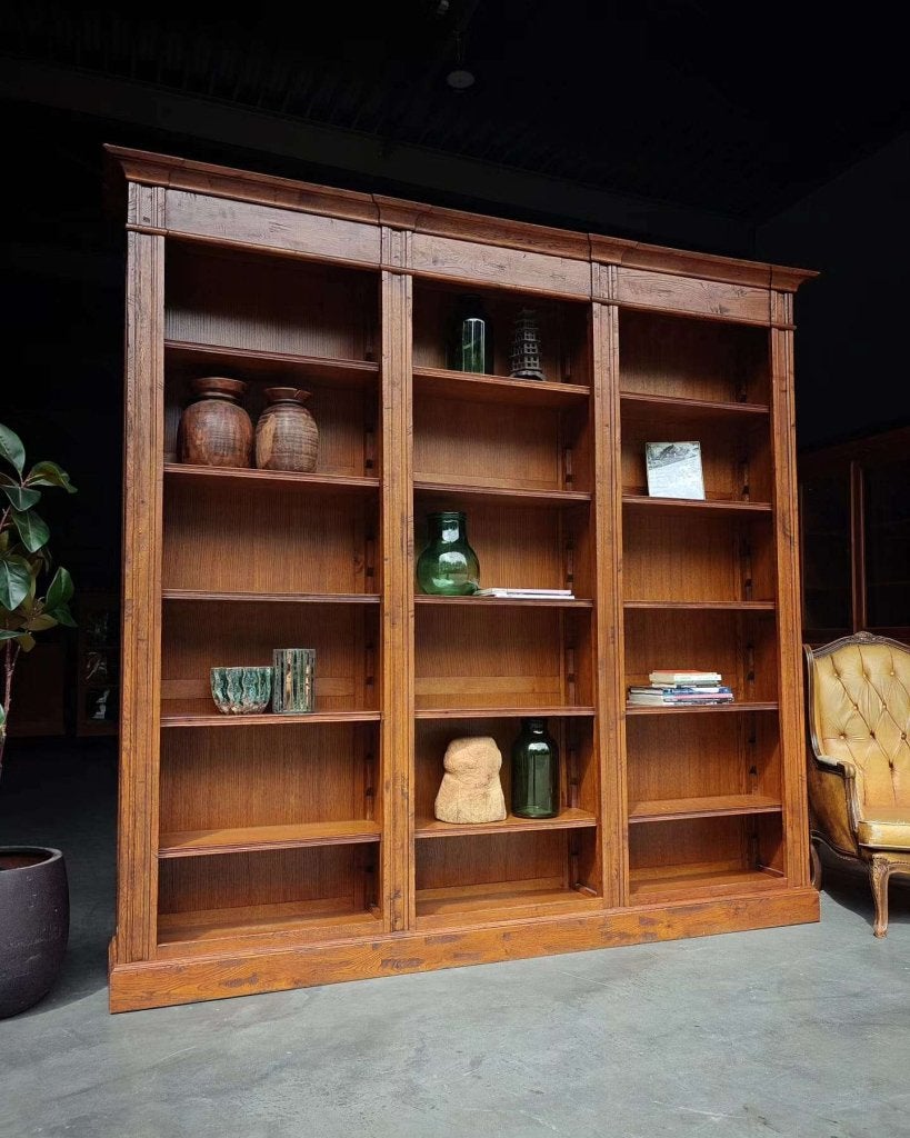 Grote demontabele boekenkast | Eikenhouten wandkast #6900, Gebruikt, Met deur(en), -, 200 cm of meer