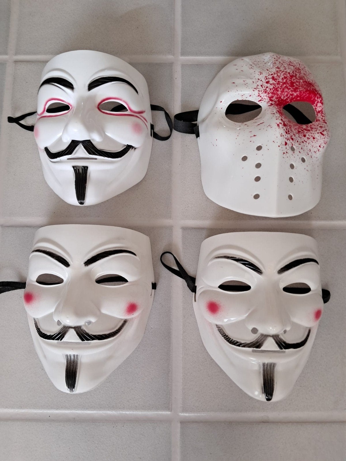 4X Horror en V for Vendetta Maskers - Halloween/Carnaval, Ophalen of Verzenden, Zo goed als nieuw, Halloween of Griezel