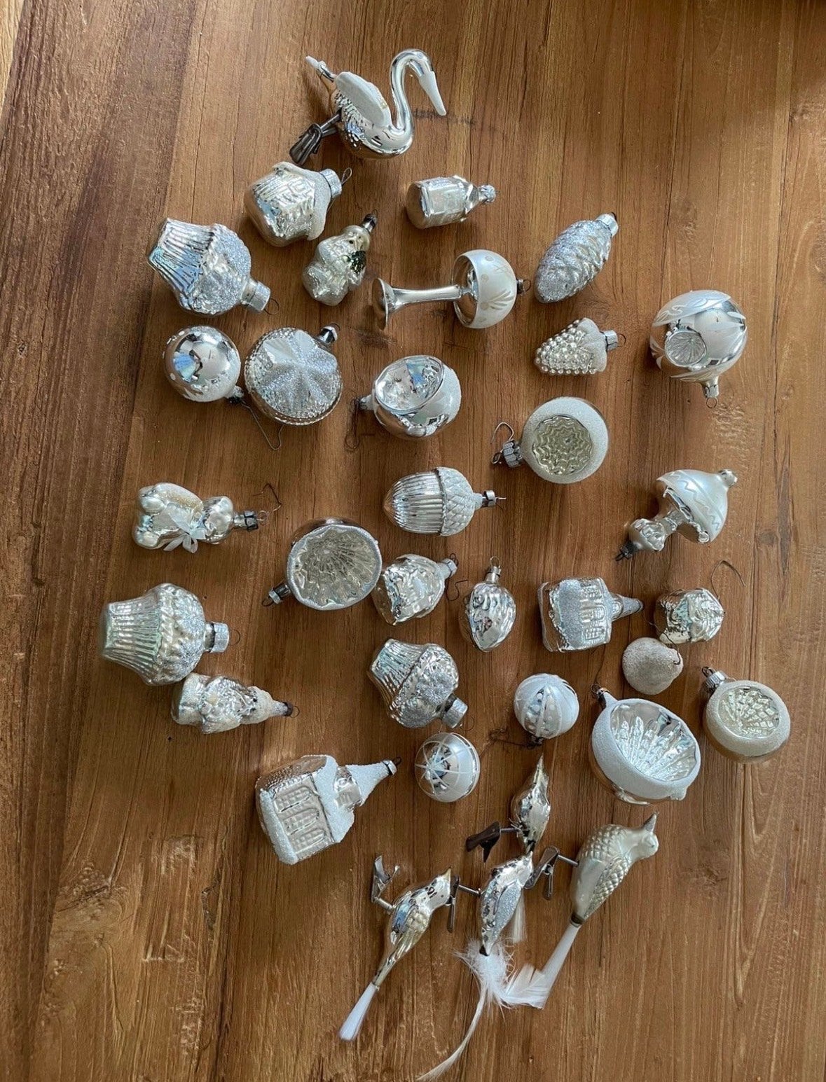 Vintage zilverkleurige kerstballen, Diversen, Kerst, Ophalen, Gebruikt