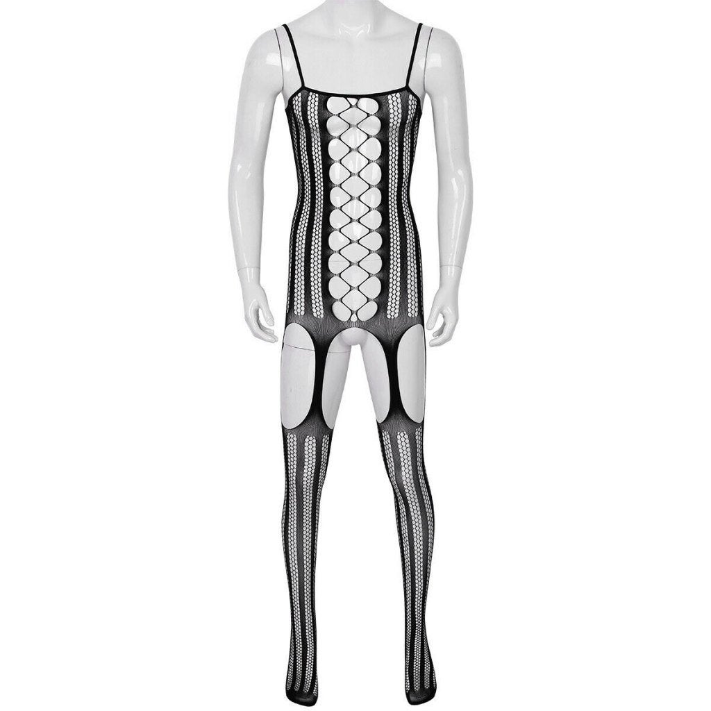 Heren lingerie pakje sexy zwart bodysuit, Verzenden, Zwart, Nachtkleding