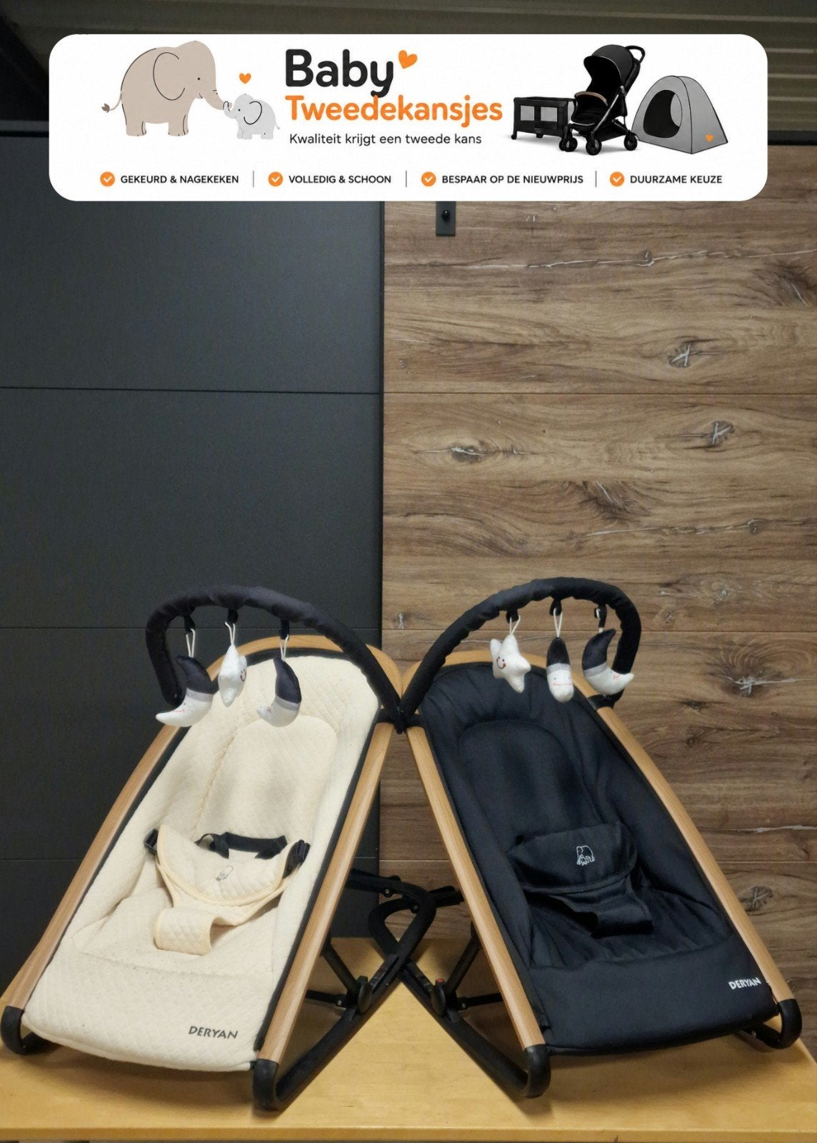 Rocker Deryan Wipstoel Grijs Zwart Creme - Outlet, Gebruikt, Verstelbaar, Wipstoel, Ophalen