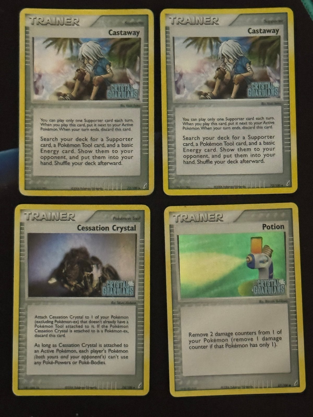 4x stamped Crystal Guardians Trainer Kaarten., Ophalen of Verzenden, Gebruikt, Meerdere kaarten