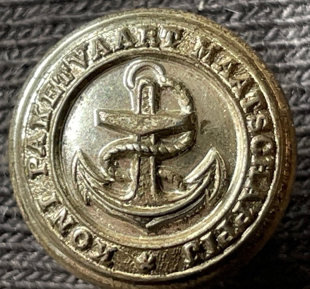 Knoop uniform  KPM  Paketvaart Mij.  met spelfout zilver, Ophalen of Verzenden, Gebruikt, Gebruiksvoorwerp