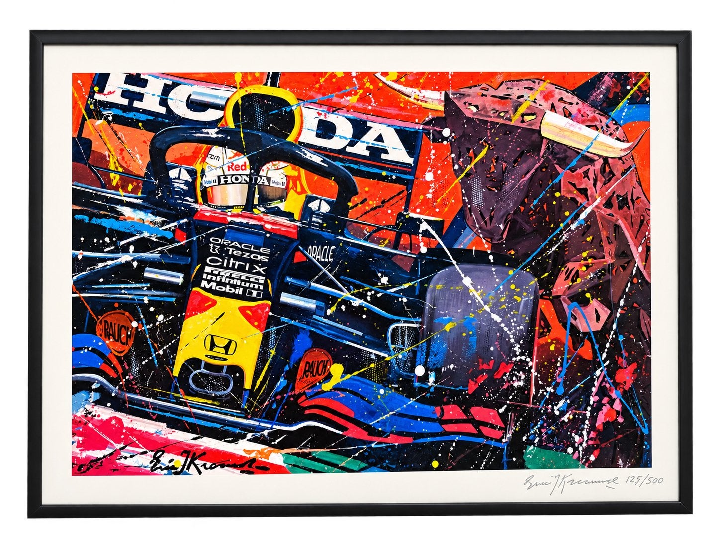 Formule 1 Max Verstappen Red Bull Racing Schilderij, Ophalen, Acrylverf, Abstract, Gesigneerd