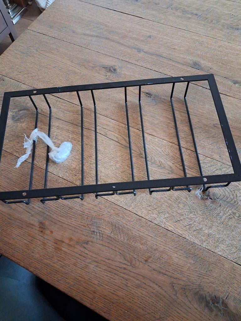 Smeedijzeren wijnglazenrek - Zwart (43x23 cm), Ophalen of Verzenden