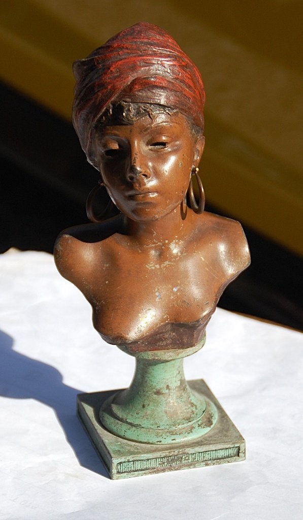 Emmanuel Villanis Bronze Kunst Nuveaou Creoolse Dame, Ophalen of Verzenden