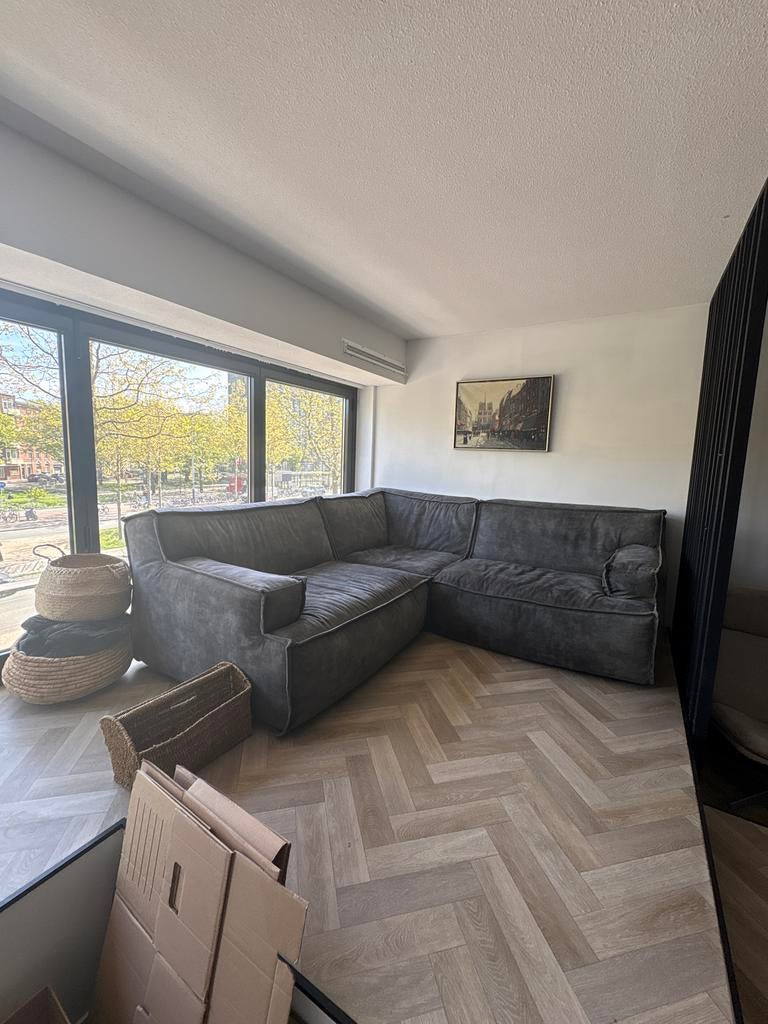 Mooie Trendhopper hoekbank groen/grijs, Huis en Inrichting, Ophalen, 250 tot 300 cm, Gebruikt, 100 tot 125 cm