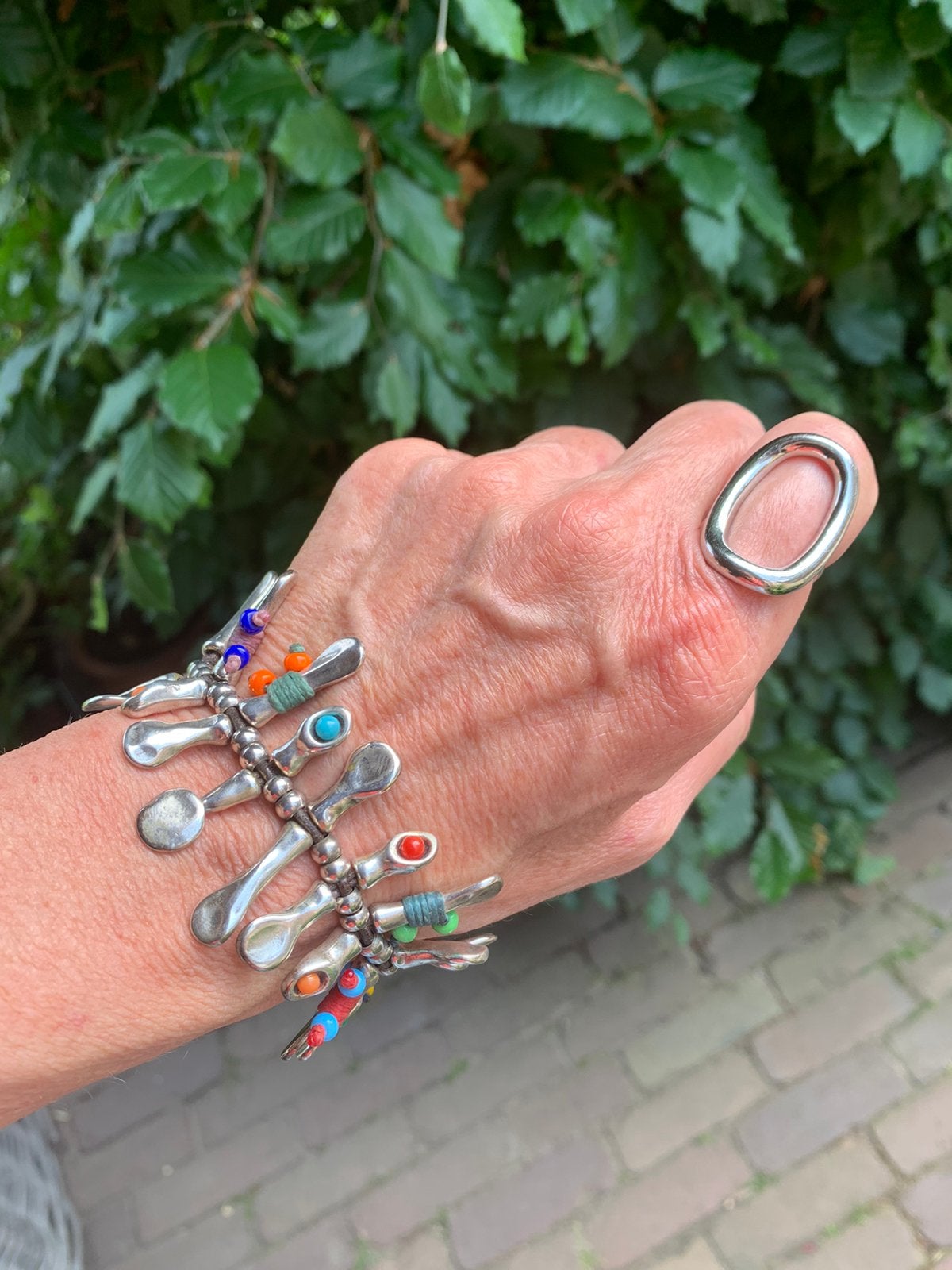 Uno de 50 armband Ibiza style, Sieraden, Tassen en Uiterlijk, Armbanden, Ophalen of Verzenden, Zo goed als nieuw, Zilver, Met bedels of kralen