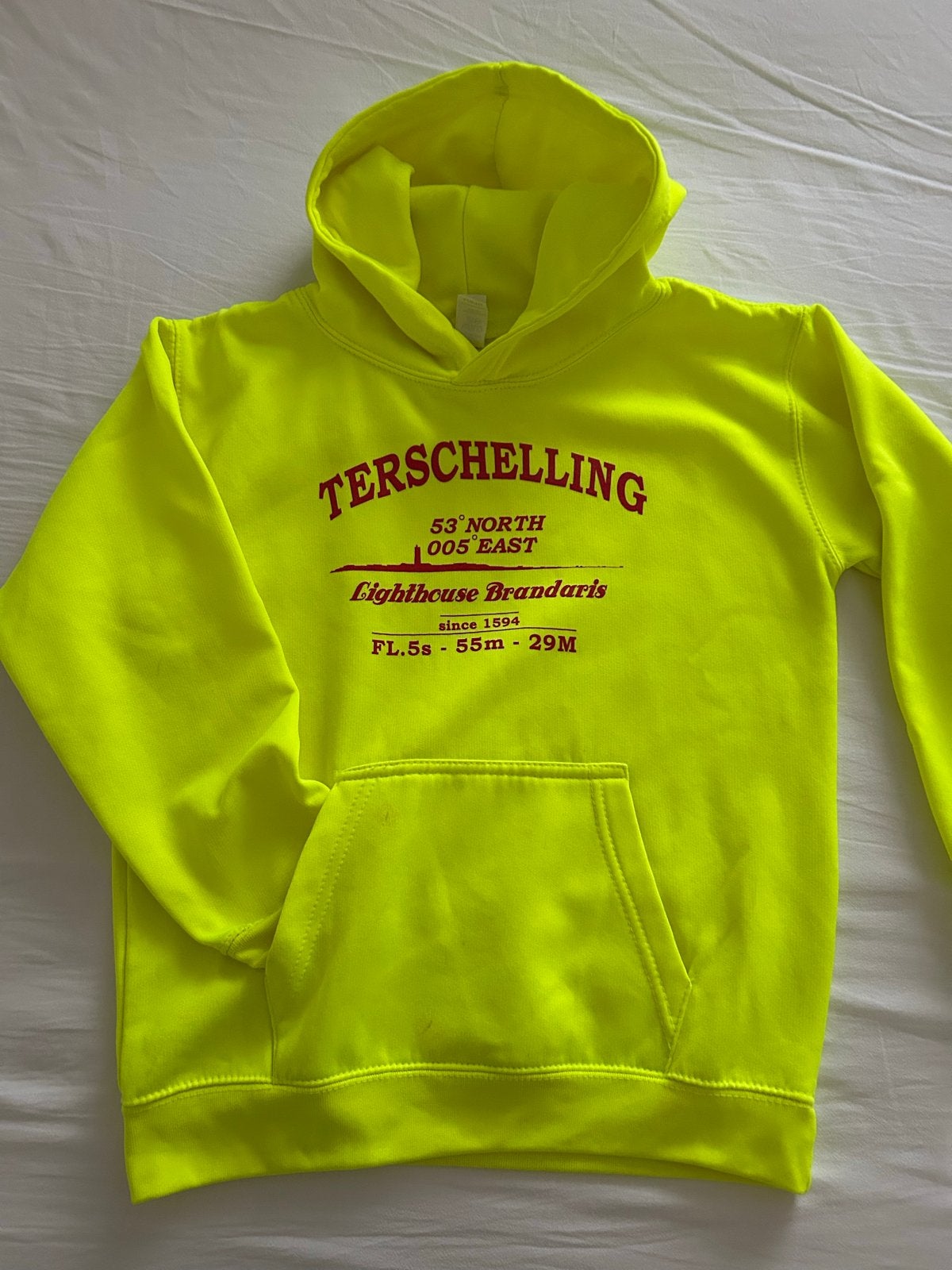 Terschelling hoodie neon geel - maat 9-11 jaar, Ophalen of Verzenden