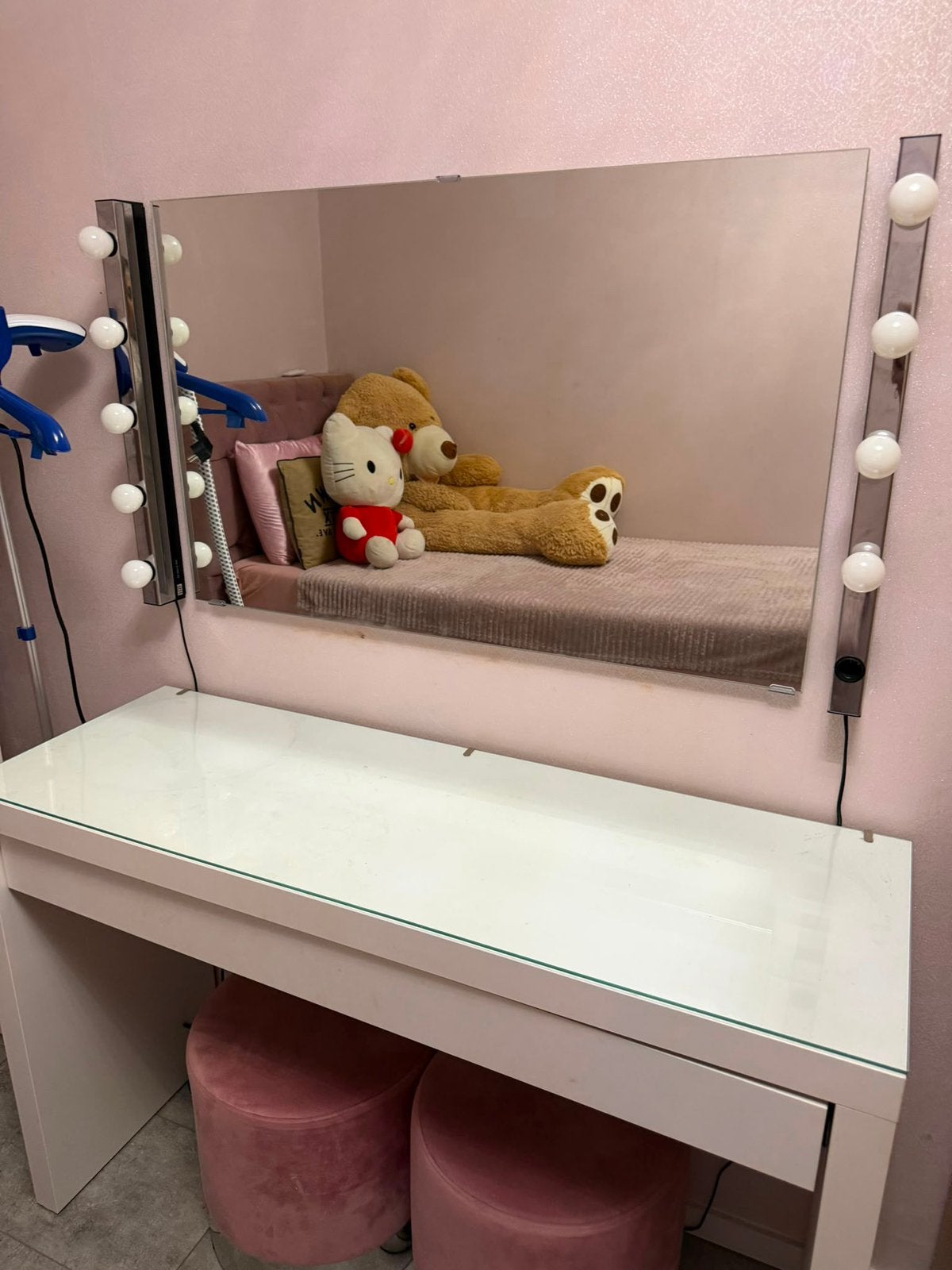 Ikea MALM kaptafel incl spiegel & verlichting, Ophalen, 100 tot 150 cm, Zo goed als nieuw, Minder dan 100 cm