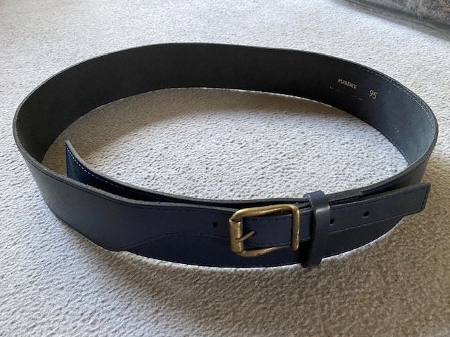 Purdey leren riem blauw 95 cm, Kleding | Dames, Overige kleuren, 5 cm of meer, Echt leder, Tailleriem