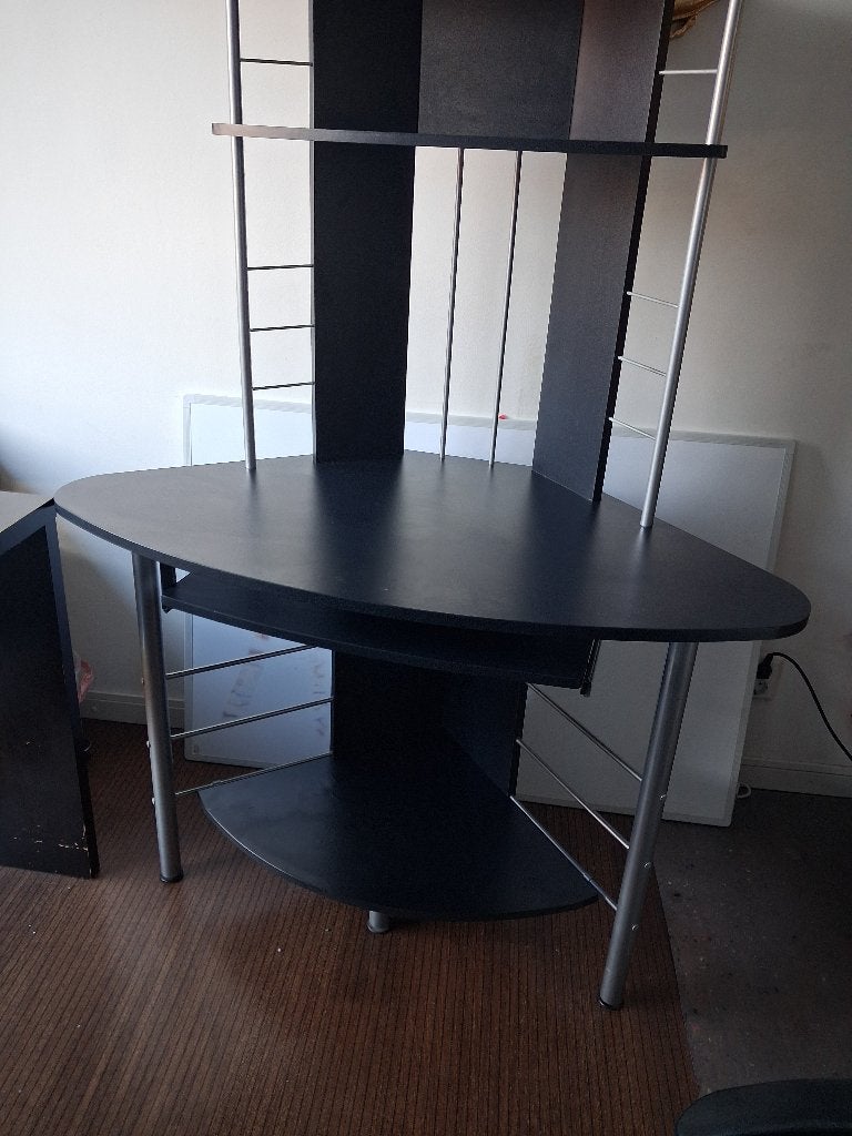 Bureau, Ophalen, Zwart, 65 cm, Hoekbureau